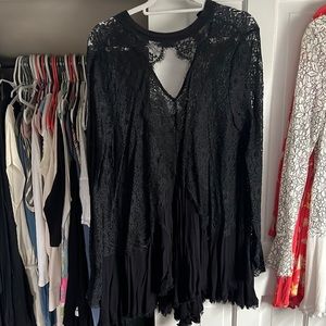 Black lace free people dress